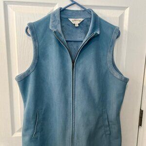 Women's Orvis Light Blue Suede Like Vest - Size Large